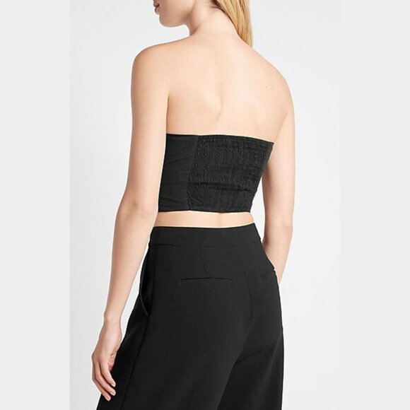 Express Black Ex Cut Out Ruched Tube Top SZ L - NWT - Picture 3 of 13